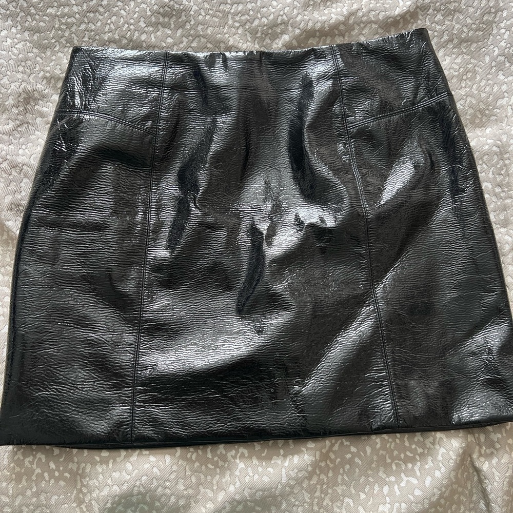Black Faux Patent Leather Mini Skirt. Brand New